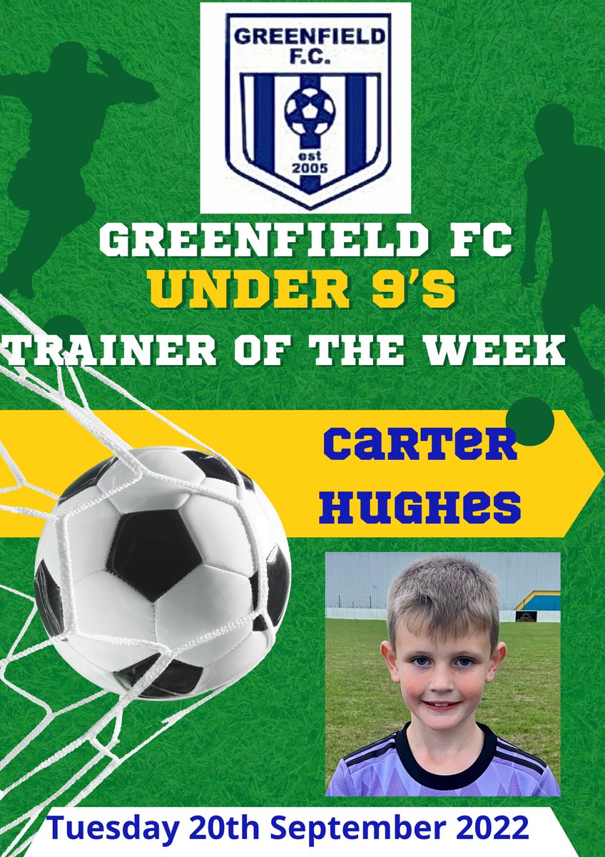 Great training session this week with all boys on top form.Finished off the session with a match where all boys took on all the training they were given and played brilliantly.Trainer of the Week went to Carter,awesome work from him⚽️<a href="/Greenfieldfc/">Greenfield FC</a> <a href="/YsgolMaesglas/">Ysgol Maesglas</a> <a href="/Teamgrassroots_/">Grassroots</a>