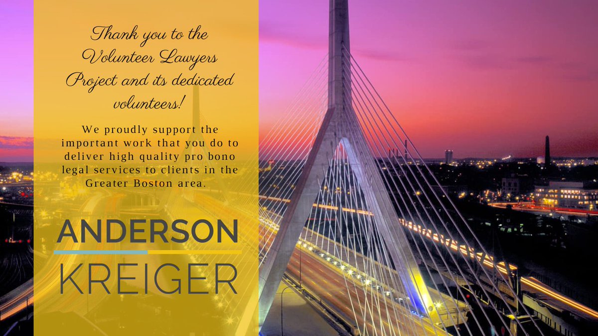 We proudly support the important work that <a href="/VLP_Boston/">VLP Boston</a> does to deliver high-quality pro bono legal services to clients in the Greater Boston area. #probono #volunteers