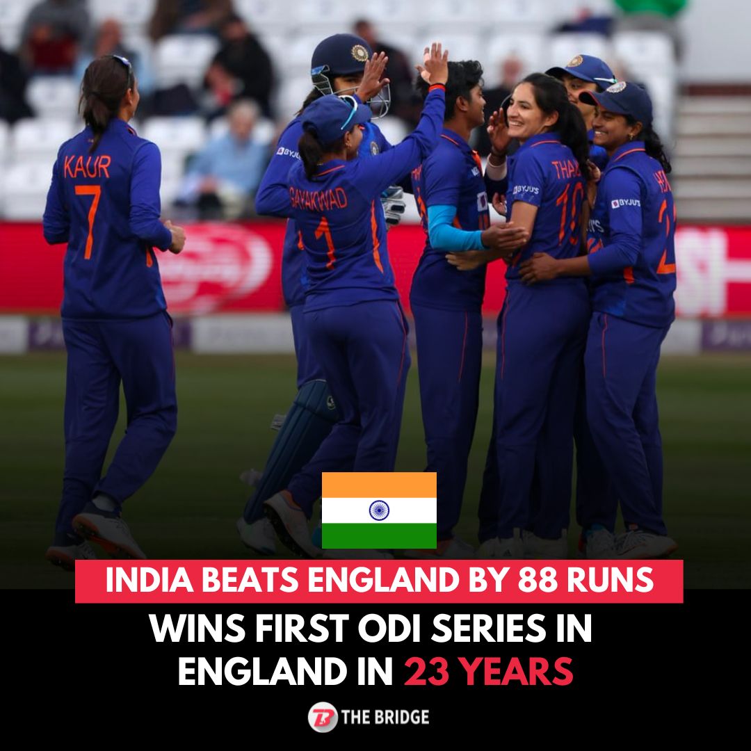 India dismisses England for 245 to win by 88 runs and take an unassailable 2⃣-0⃣ lead in the 3-match ODI series.

This is the Indian women's cricket team's first series win in England since 1999! 🙌

#ENGWvsINDW | #CricketTwitter
