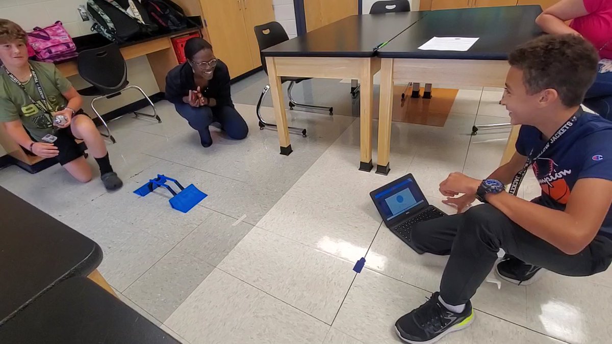 MrsAPursley's tweet photo. This lesson is my JAM! After collaborating w/ Dr. McGuire, we had students investigate the impact of speed, mass, &amp; distance on potential/kinetic energy using @SpheroEdu Bolts, minis, and ramps, bridges, &amp; a golf mat. @glenview_middle #GMSbuzz @a5disteam #a5EDventure #A5Pillars https://t.co/bqoamdZfHs