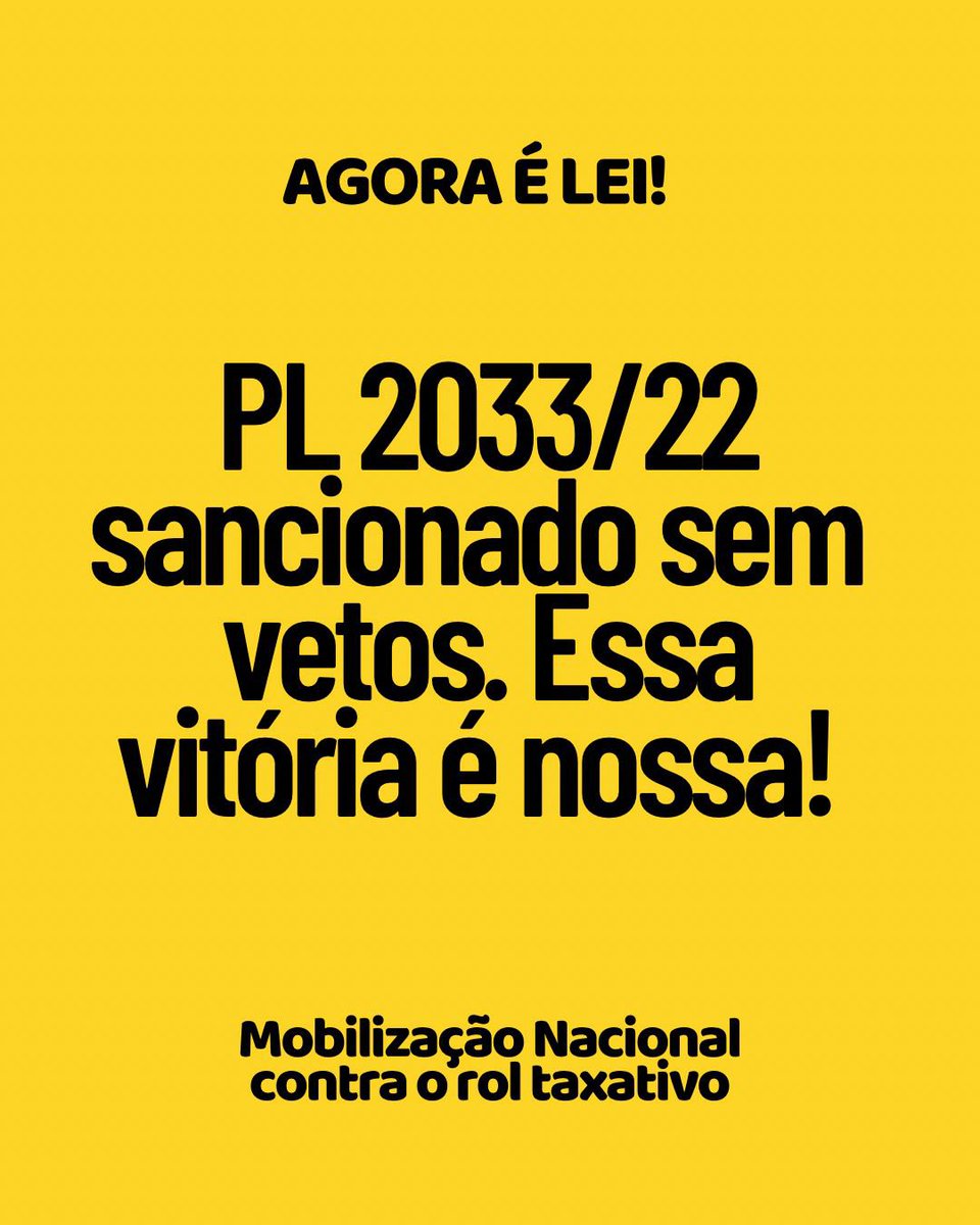 AndreaMedradoo's tweet photo. Vitóriaaaaaa!!! Finalmente o rol exemplificativo virou lei e voltou a ser o que era antes. Vitória de uma linda e incansável mobilização, composta em sua maioria por mulheres potentes! #pl2033 #rolexemplificativosalva https://t.co/eow53JIXlp