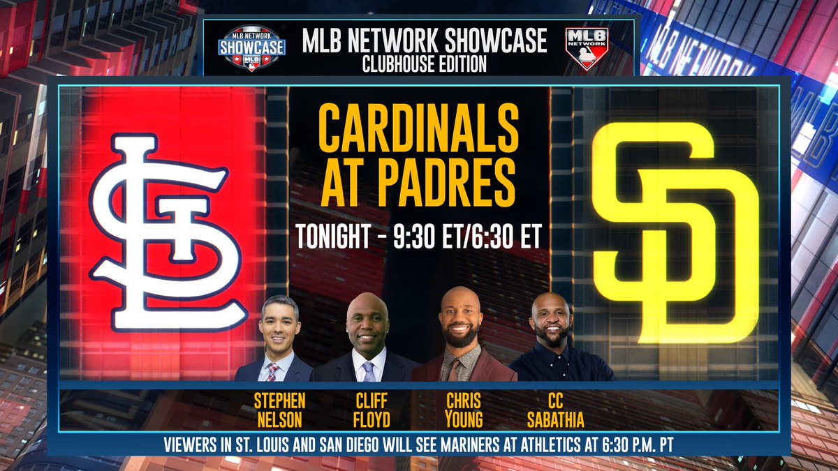 The final #MLBNShowcase: Clubhouse Edition telecast of the season is tonight. Join Cliff, CY, CC and Stephen for an NL matchup between the @Cardinals and @Padres at 9:30pm ET/6:30pm PT.