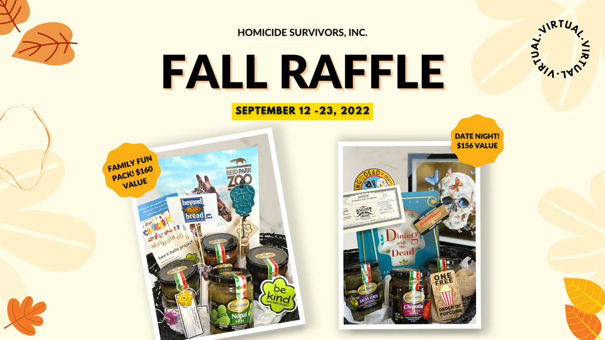 From family fun to date night, there is something for everyone in our raffle packages! Don't wait till the last minute; get your tickets today and support  Homicide Survivors Inc!
buff.ly/3DDkJ7e