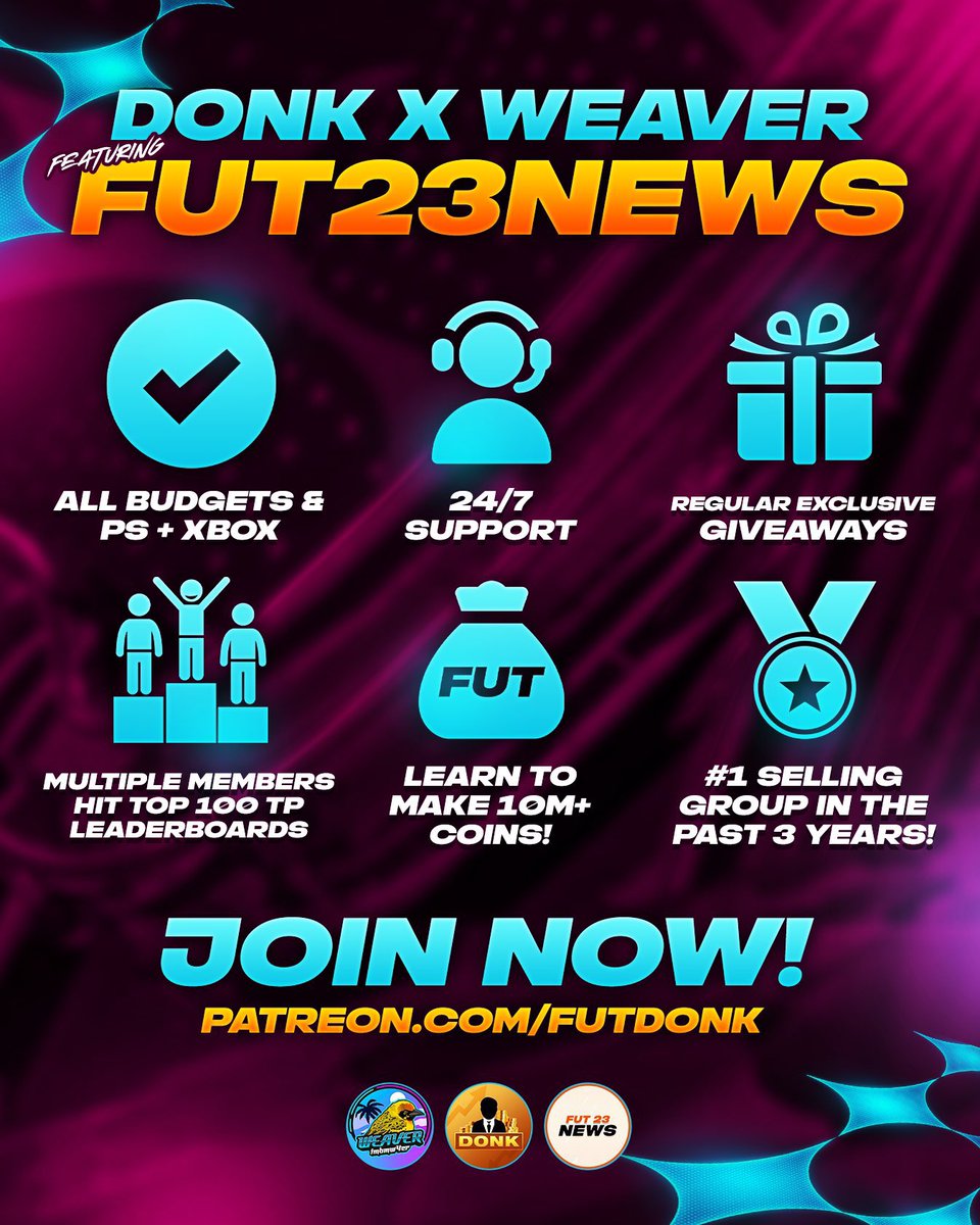 FC27News_'s tweet photo. Happy to announce we are partnering with @DonkTrading &amp; @WeaverFUT for their FIFA 23 Trading Discord ⭐️✅

- Multiple members in Top 100 profit 👀 - Learn how to make millions ��️
- 24/7 support 🖥 

JOIN NOW - https://t.co/AgLEPhFw2X https://t.co/LVCgbCQSBt