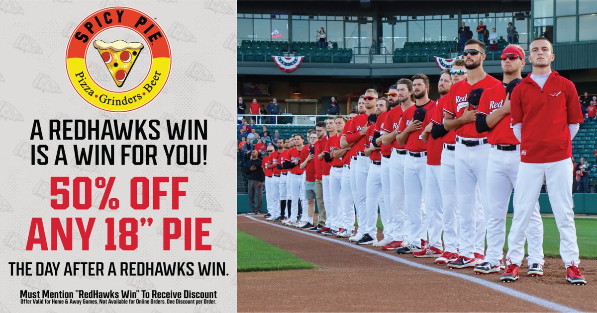 FMRedHawks's tweet photo. Looking for lunch? Dinner before Game 4 tonight?
@SpicyPiePizzaND has you covered with 50% off an 18-inch pizza today! Just say "#RedHawksWin!" https://t.co/gilq5CX68n