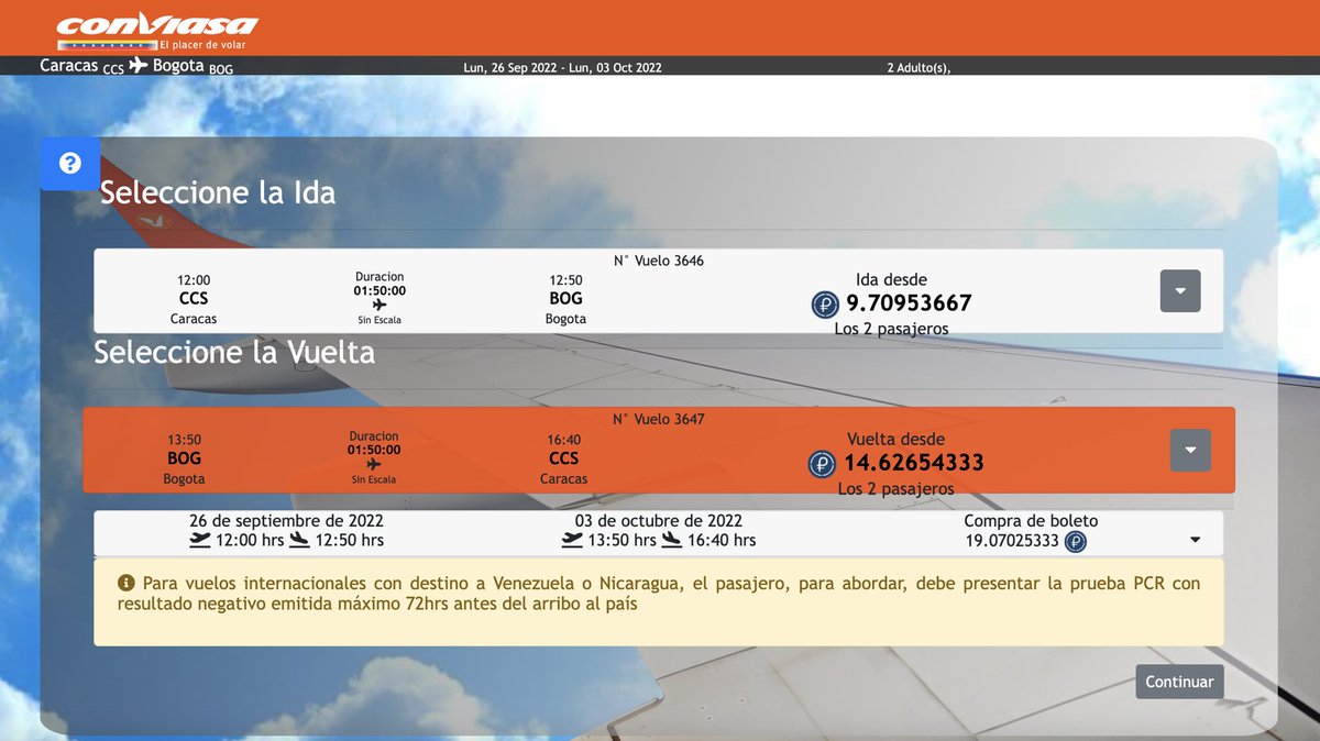 Con el Petro vuelas a Bogota 🛫 2 personas (Caracas-Bogota) ida y vuelta por 19 Petros. 🛢🛫 🇨🇴