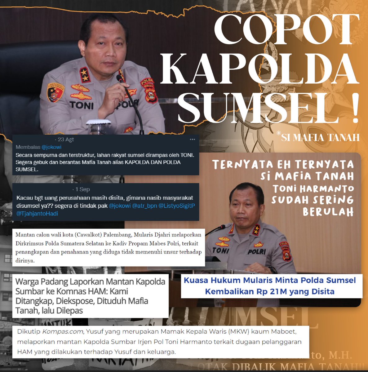 tmgeral's tweet photo. Ini ga bakal ada jera , sampai sekarang masih nyaman dengan kuasa kekebalan hukum oknum mafia tanah
#poldasumselmafiatanah #copotkapoldasumsel #AHYpolitikusGagal #JokowiGasPolInvestasi Puan Lindungi Datapribadi Malam https://t.co/rfmlgbUNIP