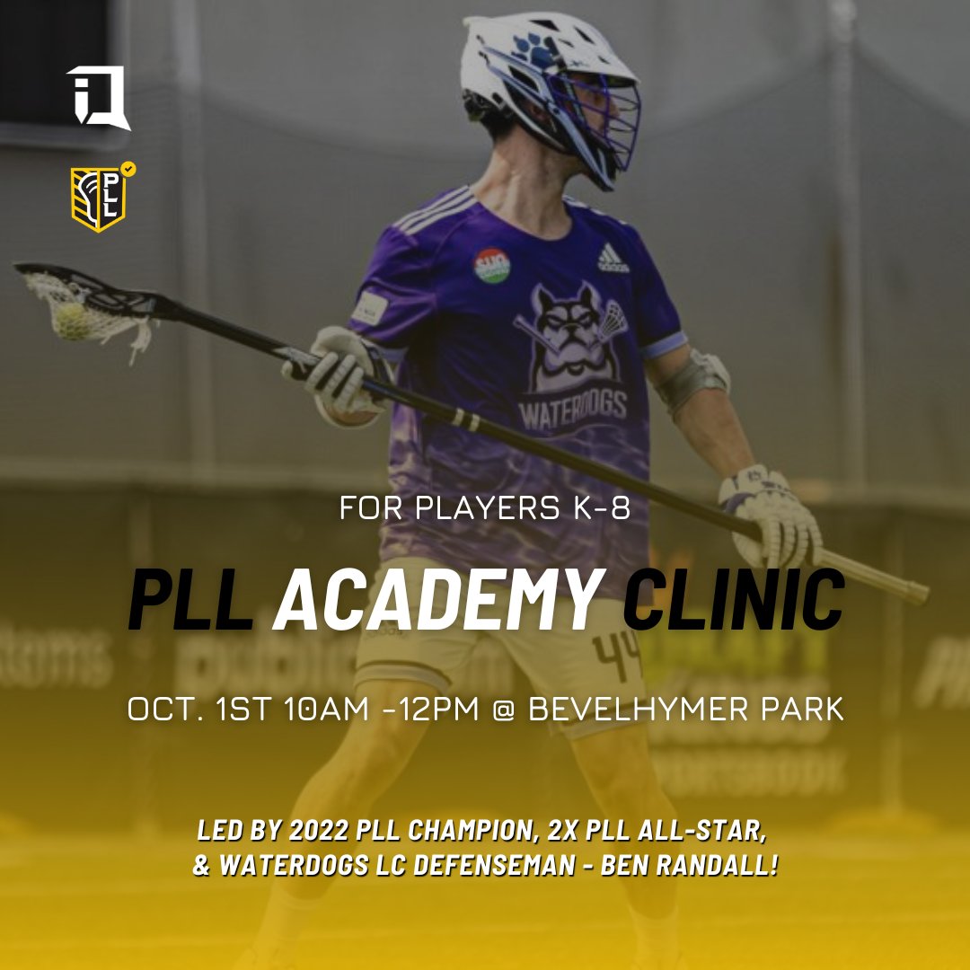 iQ Lacrosse (@iqlacrosseusa) on Twitter photo Don't miss our PLL Clinic next Saturday, Oct. 1st!
Come out and learn from 2022 PLL Champion, 2x PLL All-Star, & <a href="/PLLWaterdogs/">Philadelphia Waterdogs</a> Defenseman Ben Randall!
Registration bit.ly/3KGbiFK
Sat. October 1st @ Bevelhymer Park
<a href="/PremierLacrosse/">Premier Lacrosse League</a> <a href="/markcockerton41/">mark cockerton</a> Don't miss our PLL Clinic next Saturday, Oct. 1st!
Come out and learn from 2022 PLL Champion, 2x PLL All-Star, & <a href="/PLLWaterdogs/">Philadelphia Waterdogs</a> Defenseman Ben Randall!
Registration bit.ly/3KGbiFK
Sat. October 1st @ Bevelhymer Park
<a href="/PremierLacrosse/">Premier Lacrosse League</a> <a href="/markcockerton41/">mark cockerton</a>