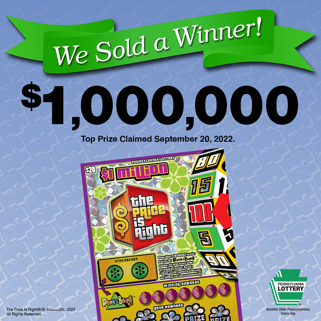 PALottery's tweet photo. A top prize from $1 Million THE PRICE IS RIGHT™ Scratch-Off game was sold at @7eleven in Pittsburgh, Allegheny County! Congratulations to the winner! https://t.co/Ir47acYIIJ #PALottery #KeepOnScratchin https://t.co/dKYlcyB8Dv