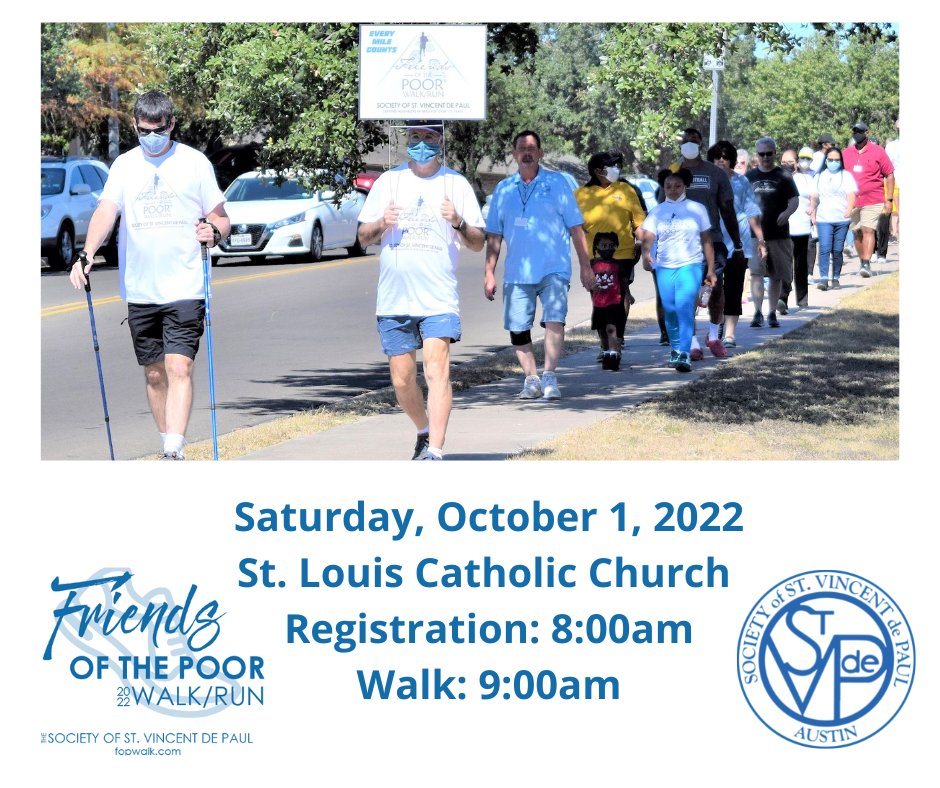 ssvdpcentraltx's tweet photo. Have you signed up yet! You still have time to join us for our Friends of the Poor Walk on Saturday, October 1st at St. Louis Catholic Church in Austin. We are raising awareness about poverty and raising funds to help our neighbors in need. https://t.co/TL8OVN4Abk.
#FOPWALK22 https://t.co/QGPM077IvQ