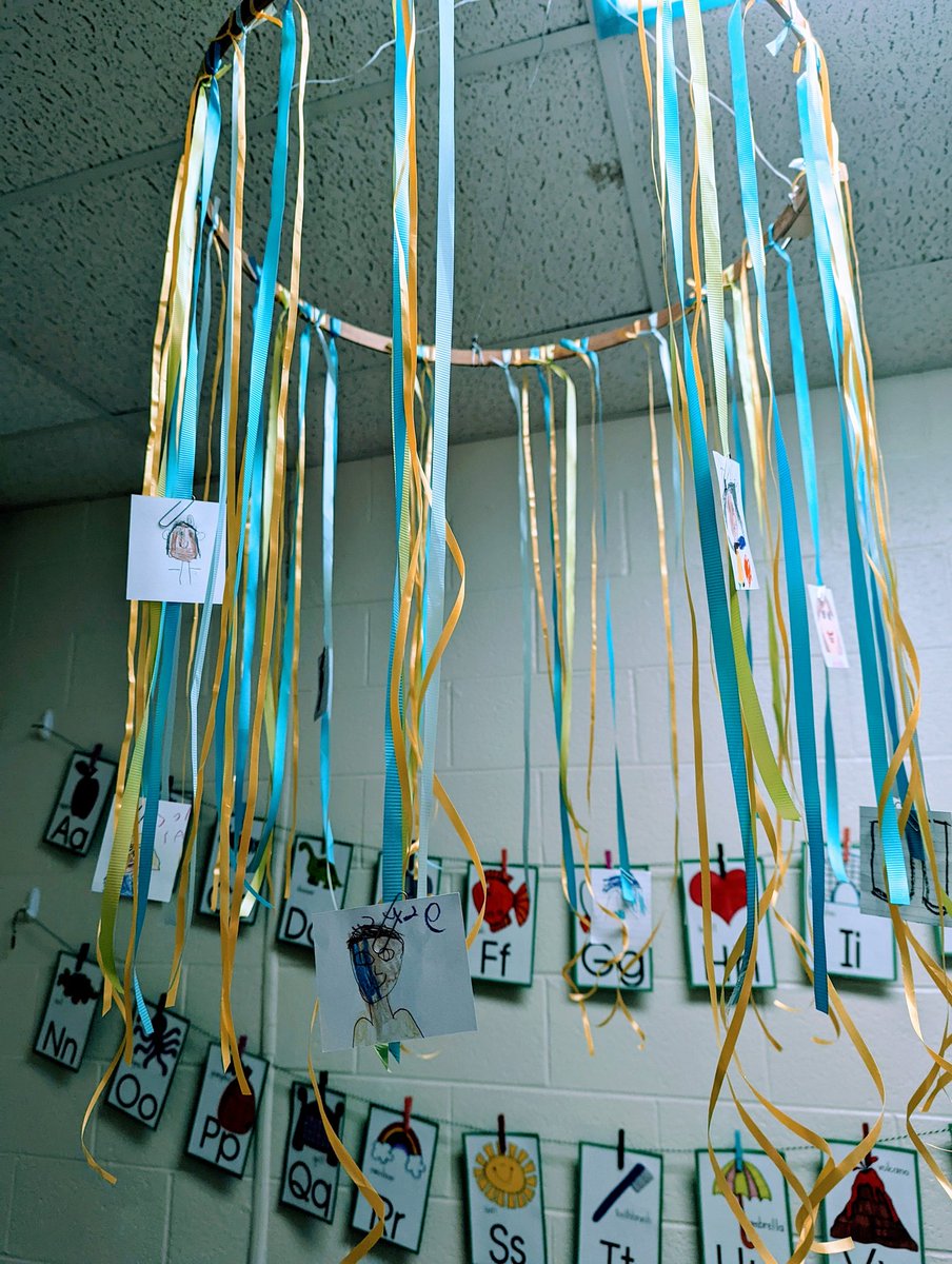 A favorite in my room is our hanging card decoration with self-portraits on one side and a favorite thing to do on the reverse side. The kids love creating and sharing them to get to know each other! <a href="/Creeksidetweet/">Creekside ECS</a> #NeedtoSucceedCECS