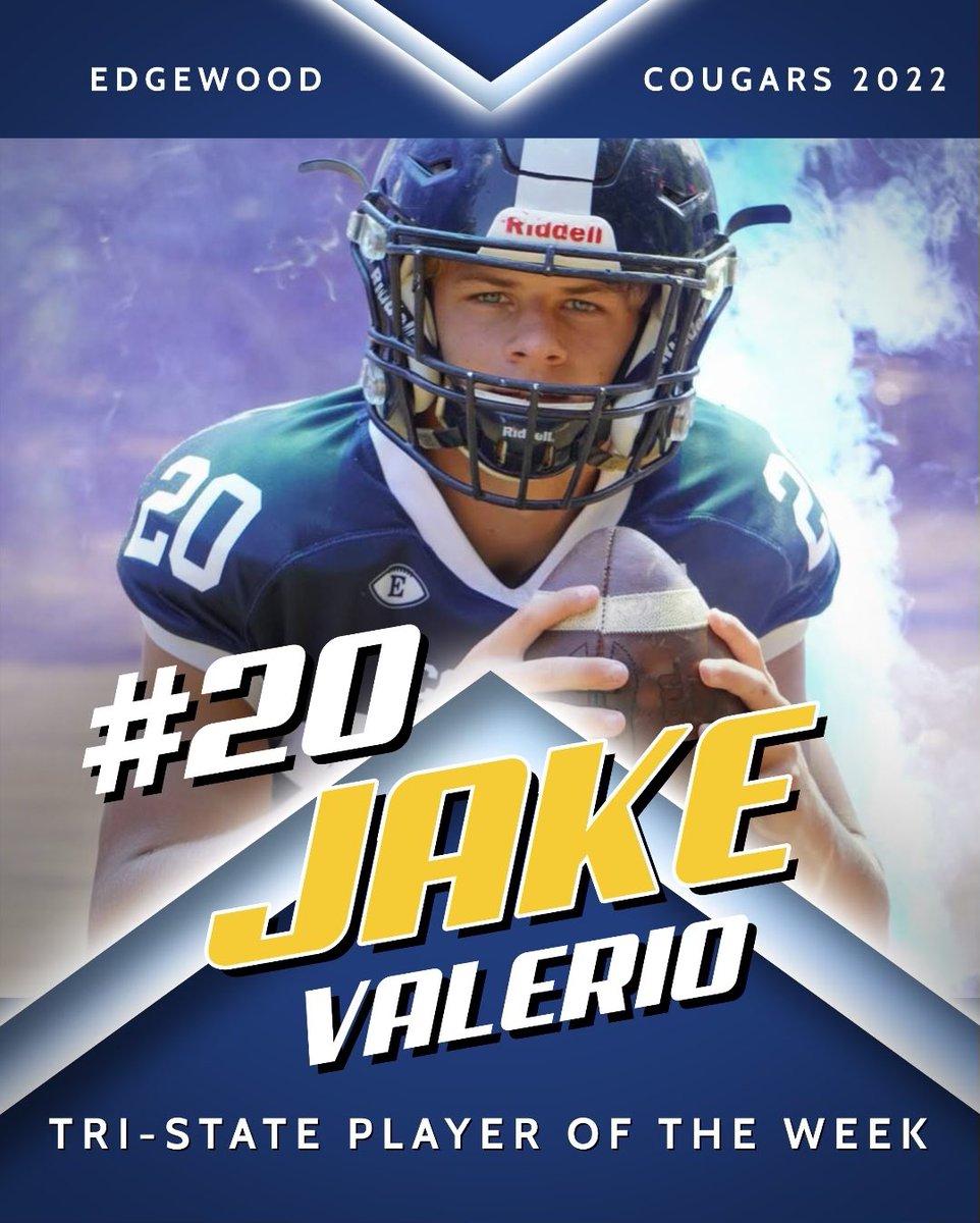 Congratulations to <a href="/jakevalerio9/">jake valerio</a> for being named Tri-State Player of the week! #TheEdge