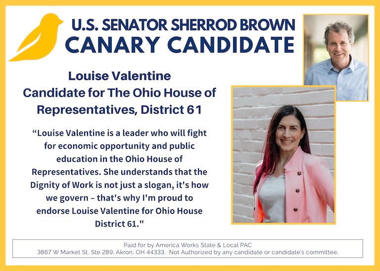 #TeamValentine is PROUD to be endorsed by such a respected and esteemed senator as Sherrod Brown. Everyday brings us closer to November 8th and closer to having the opportunity to represent #HD61 Are you registered to vote? Visit vote.delawarecountyohio.gov <a href="/SenSherrodBrown/">Sherrod Brown</a>