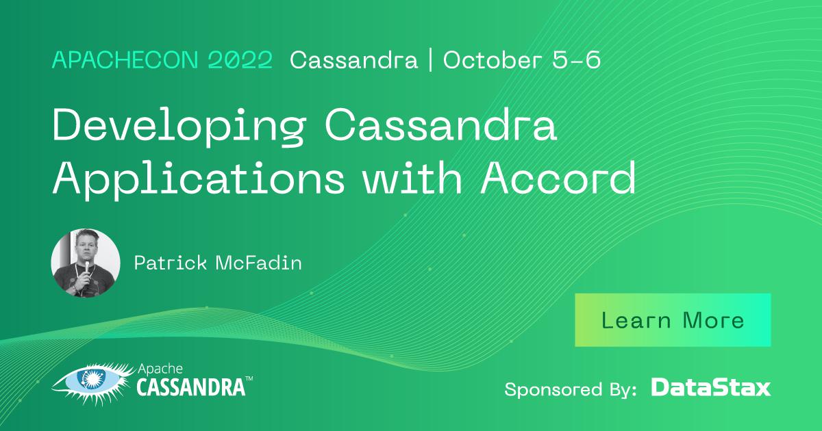 jrdaix's tweet photo. Attending #ApacheCon? Come join DataStax's Cassandra experts where you can learn on a variety of topics, including how to develop Cassandra applications with Accord. 

More info ➡️ https://t.co/eVK9LXRat1

#ACNA2022 #Apache https://t.co/06cpSli6t2