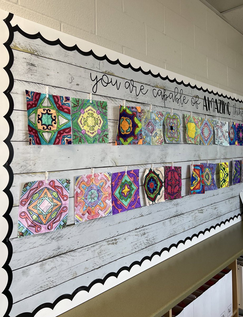 mrsknunes's tweet photo. After learning more about our name stories, students used the sunshine to create name mandalas 🎨 can you spot our names in these beautiful pieces of artwork? @lclightmilton https://t.co/R96miVTUls