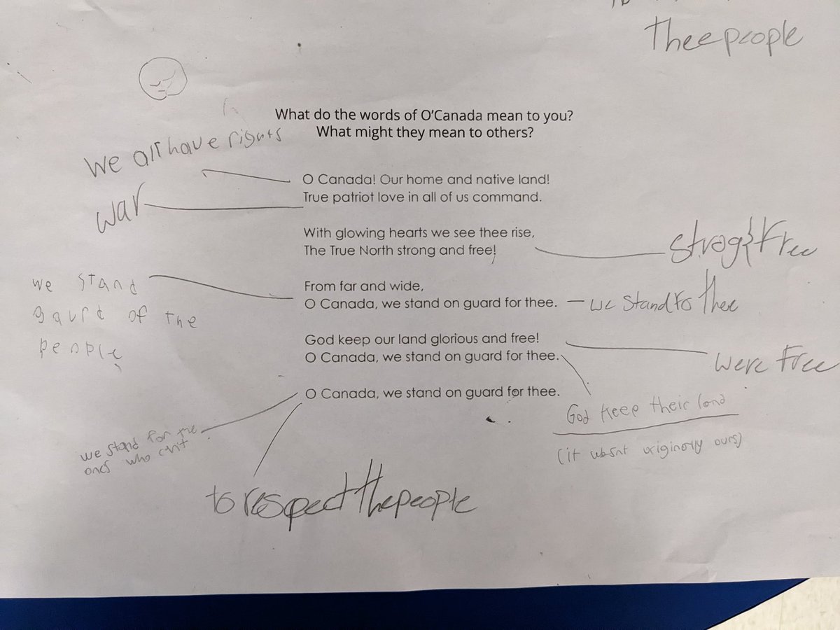 After yesterday's blanket activity, we broke down our National Anthem, what it means to us versus what it might mean to others. #conversationstarter #whydowestand @OrchardParkPS <a href="/TeachAndrews/">Shawn Andrews</a>