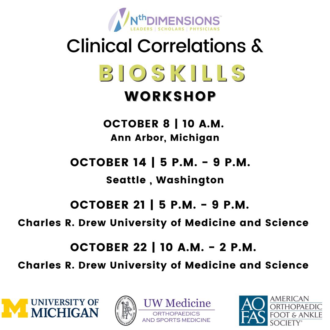 Register for our upcoming October Bioskills Events. Open to ALL medical students in the region.

nthdimensions.org/calendar