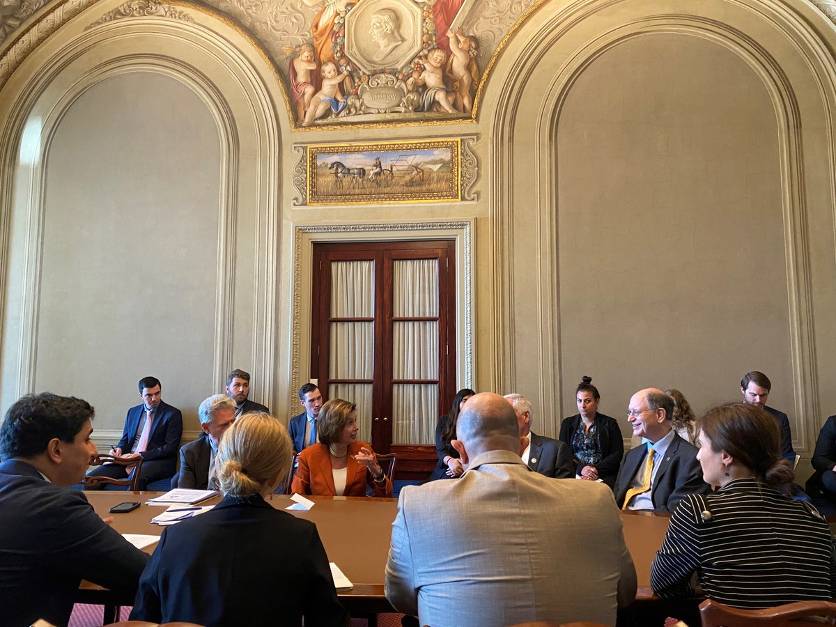 BradSherman's tweet photo. Deeply moved to hear from Armenia's Special Advisor Yeghisheh Kirakosyan alongside @SpeakerPelosi @FrankPallone &amp; #Armenia Caucus members. It's clear from our conversation &amp; verified reporting: #Azerbaijan's horrific actions against Armenian soldiers &amp; civilians are war crimes. https://t.co/mCPTf1KLRk