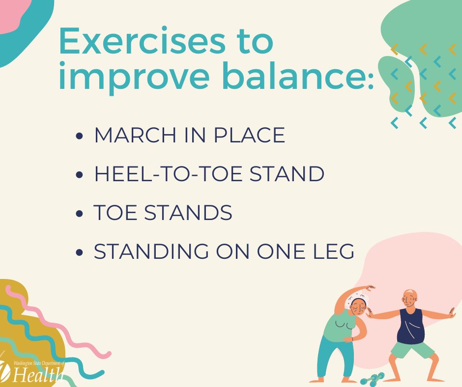 WADeptHealth's tweet photo. For #FallsPreventionAwarenessWeek, you can take steps to stay healthy and independent as you age. Regular exercise improves strength and balance, decreasing your risk of a serious fall. Learn more tips to stay safe in our bio. https://t.co/jLYGdR2Ng4
#FindingOurBalance https://t.co/9isvaAPpeb