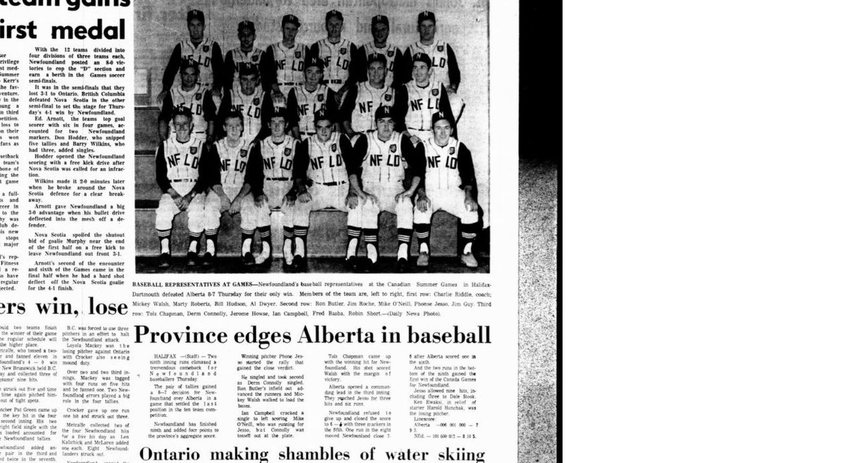 NL's team at the first Canada Games in 1969. (Missing Mac Rideout's name and he's sitting in the center of the first row next to Bill Hudson).
#BNL75