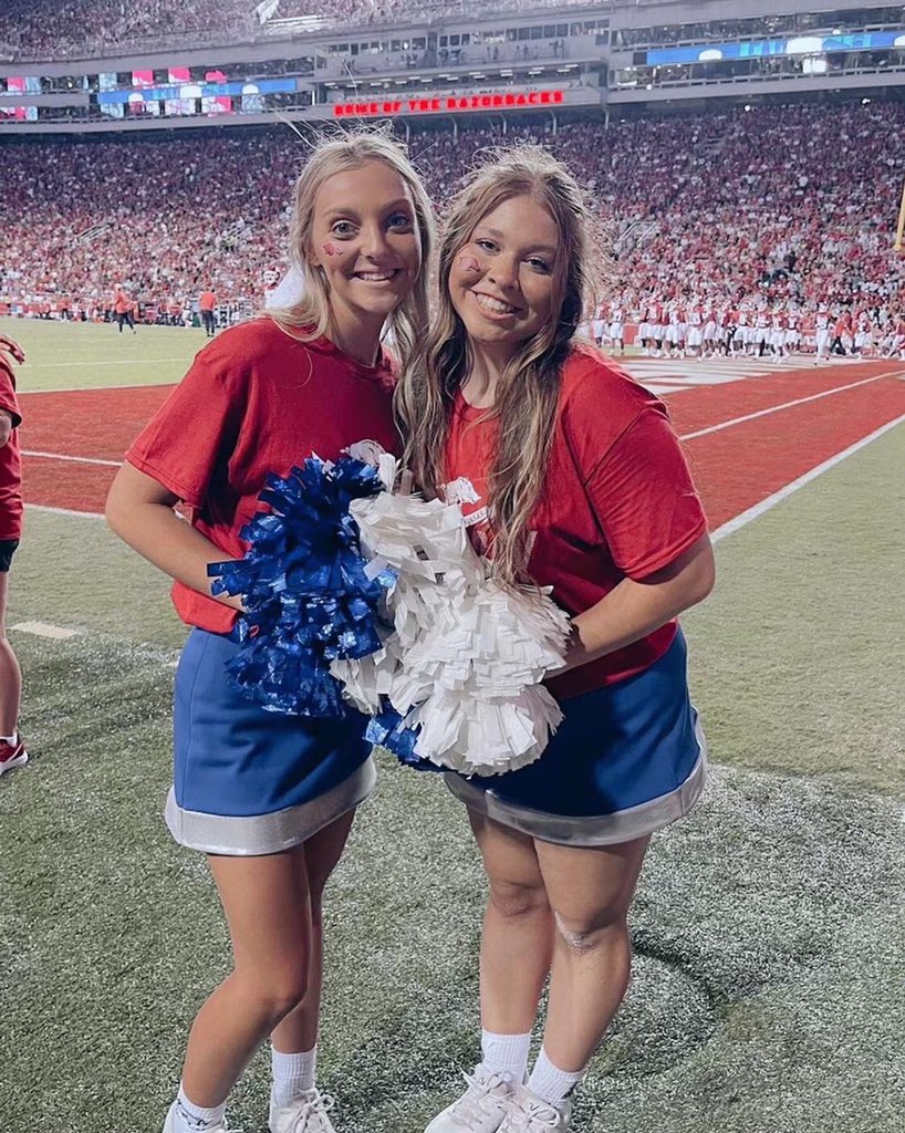baldknobschools's tweet photo. Addie Strickland and Emily Reid participated in the University of Arkansas’s spirit day on Saturday. The two juniors learned a dance, rehearsed that day, and then performed the routine during the halftime of the Razorback game. https://t.co/Zt50v7WwpL