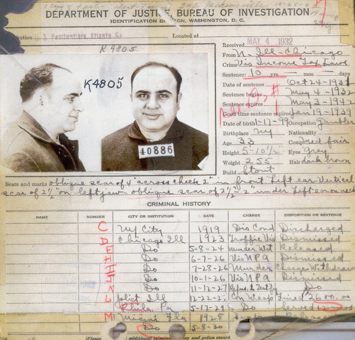 BeschlossDC's tweet photo. Al Capone's tax evasion, as recorded in his FBI file: https://t.co/lS833silNt