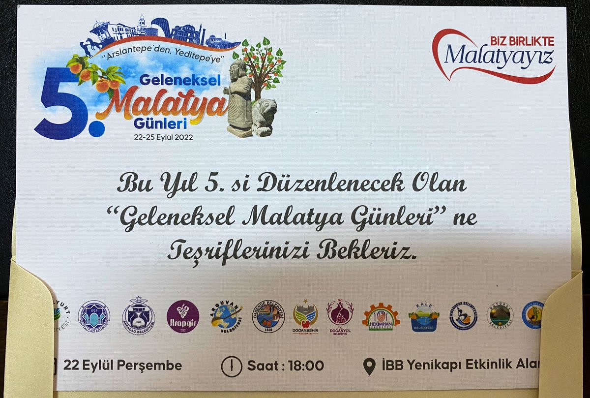 Tumfed34's tweet photo. #MASTÖB &amp; #MAKON
 22-25 Eylül 2022 İBB Yenikapı Etkinik Alanında düzenleyeceği Malatya Tanıtım günlerine @Tumfed34 nezdinde Tüm İstanbul Muhtarlarımızı bir birinden kıymetli yöneticiler davet etti.İlgilerinden dolayı teşekkür ediyor; çalışmalarında başarılar diliyorum. https://t.co/iO7OletvsB
