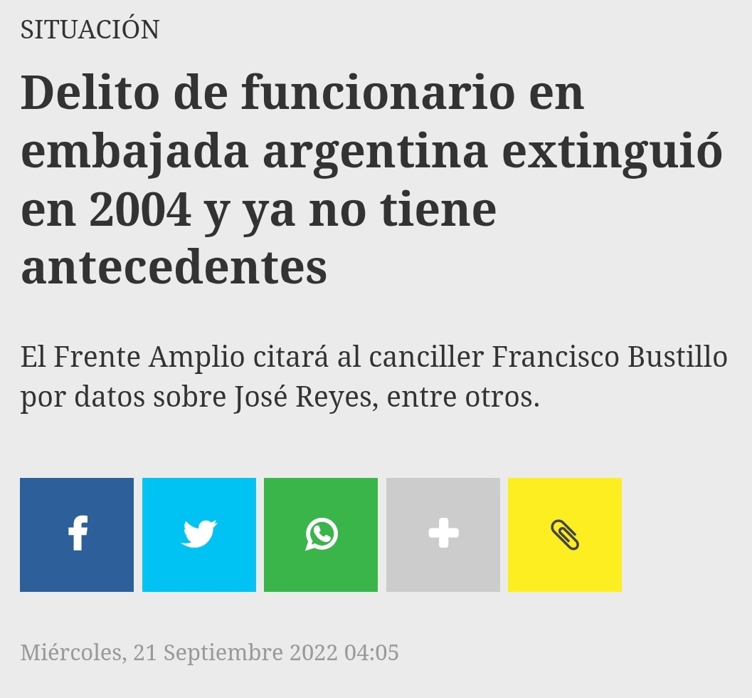 DCaggiani's tweet photo. Hay algo que no se entiende... en un lado se afirma que según el Ministerio del Interior, el funcionario de la Embajada uruguaya en Argentina Reyes no tiene antecedentes, pero en otro que sí hubo delito y extinguió... ¿cómo es entonces? https://t.co/mWF7lI69H2