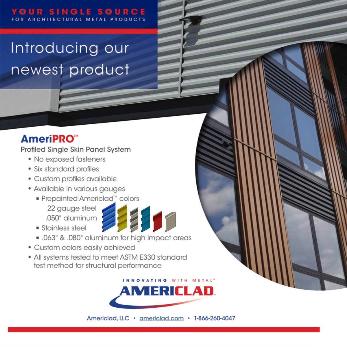 NEW PRODUCT ALERT: @americlad recently released their new single skin panel system : AmeriPRO. For more information, please contact your local @PGPUSA representative or visit @americlad online at : lnkd.in/g7pWX4hN #glazing #texasglazing #glazier #texasconstruction