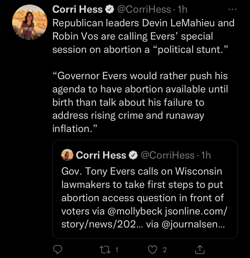 RepHebl's tweet image. Considering I introduced this exact legislation in 17, 19, &amp;amp; 21 &amp;amp; it has not received so much as a public hearing, I am begging WI press to ask a follow up on if &amp;amp; why they don&apos;t support the actual text of the bill &amp;amp; not let Vos/LeMahieu get away w/just dismissing it out of hand