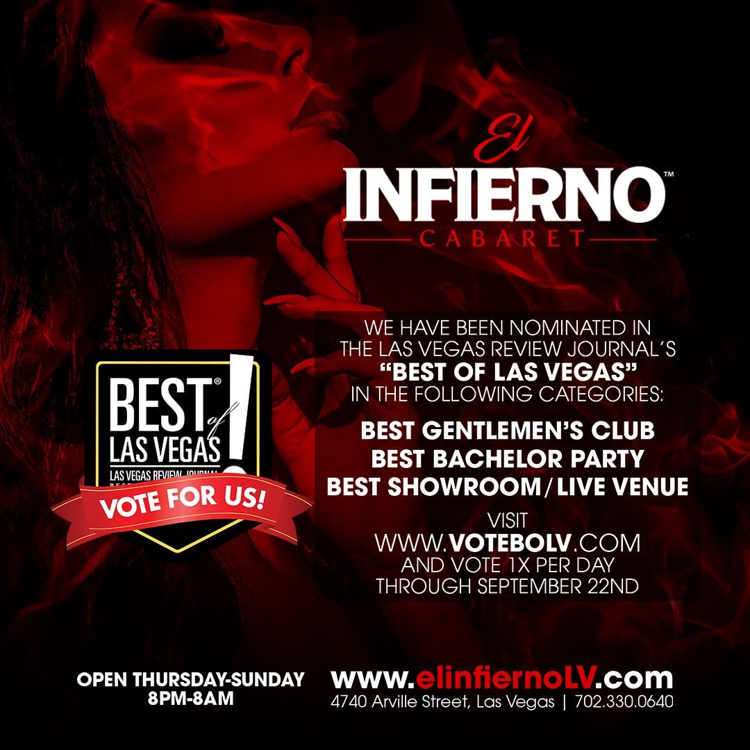 ElInfiernoLV's tweet photo. Voting for the @reviewjournal’s @thebestoflv ends TOMORROW and we need your support!🙌

✅Best gentlemen’s club
✅Best bachelor party
✅Best showroom/live venue

Head over to👉https://t.co/6HEo1NBsqW and vote 1X per day through Sept. 22nd.🙏 https://t.co/BS7IPyOWen