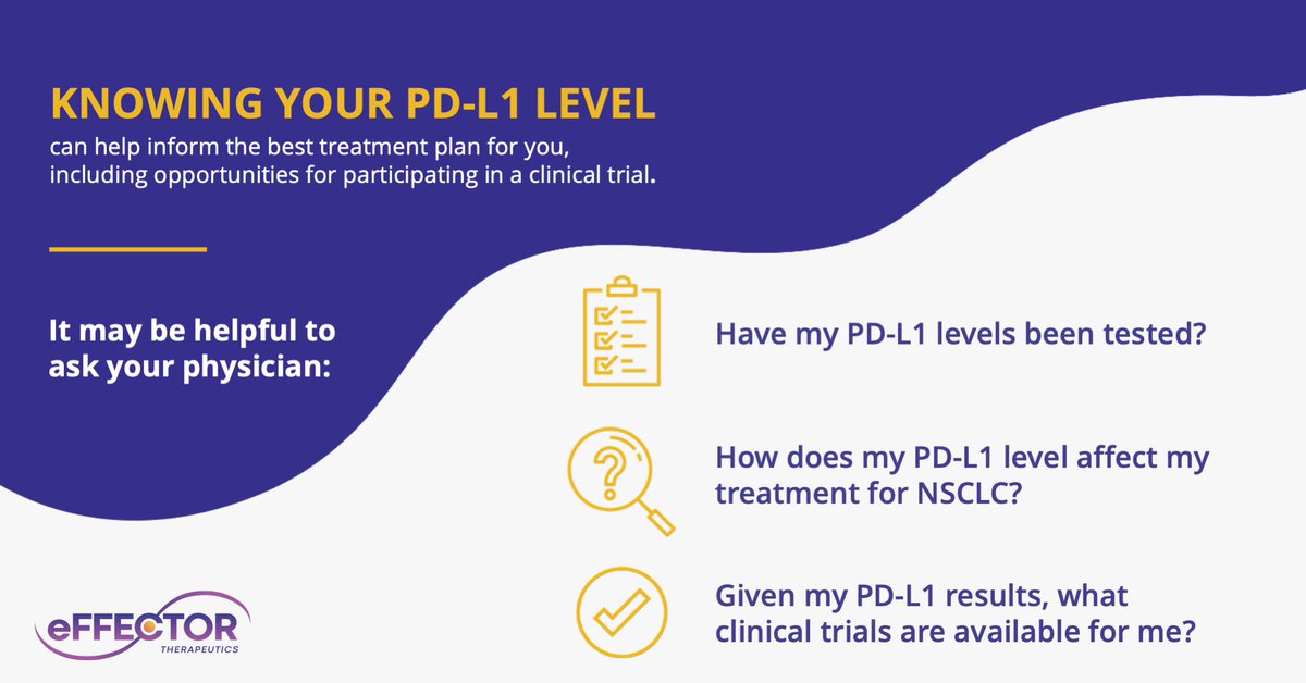 To find the best treatment for non-small cell lung cancer (#NSCLC), #BiomarkerTesting shouldn’t be skipped. This test allows doctors to understand your immune system’s ability to fight #cancer before treatment even begins. Talk with your doctor today about testing #PDL1: