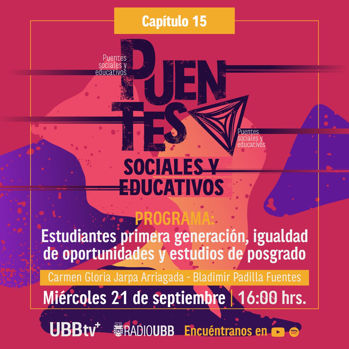 UBBTVChile's tweet photo. Hoy nuevo capítulo de Puentes Sociales y Educativos. 
👉 https://t.co/omBY6t0f7r https://t.co/GFhwaLiHQ3