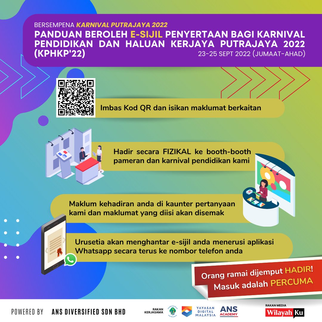 Panduan beroleh E-Sijil Penyertaan bagi Karnival Pendidikan dan Haluan Kerjaya Putrajaya 2022

#KarnivalPendidikan #KPHKP22 #KarnivalKerjaya #JomMasukU #LepasanPelajarSPM #SPM2022 #SPM2021 #discoverputrajaya #putrajaya #perbadananputrajaya