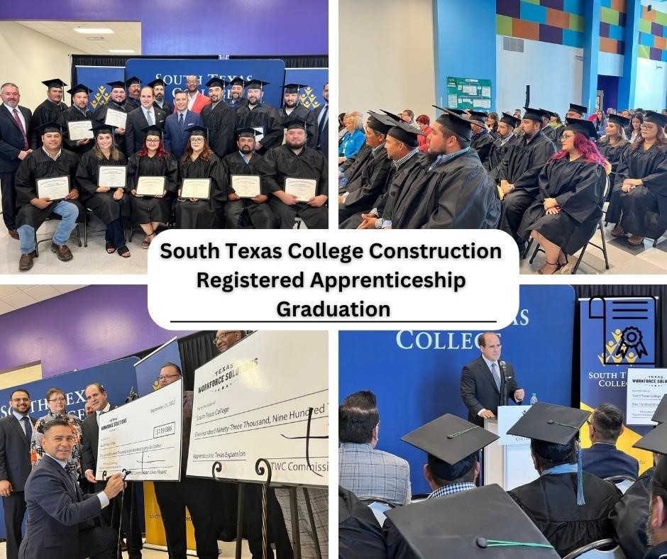 TX_Alvarez's tweet photo. It was an honor to attend the @stcjaguars for their #ApprenticeshipGraduation and to present them with #Apprenticeship Expansion Grants! These new graduates are paving the way for the future of the #workforce! #STCpartners #STCsuccess #STCpride #graduation #Construction https://t.co/lfUABJ2lq5