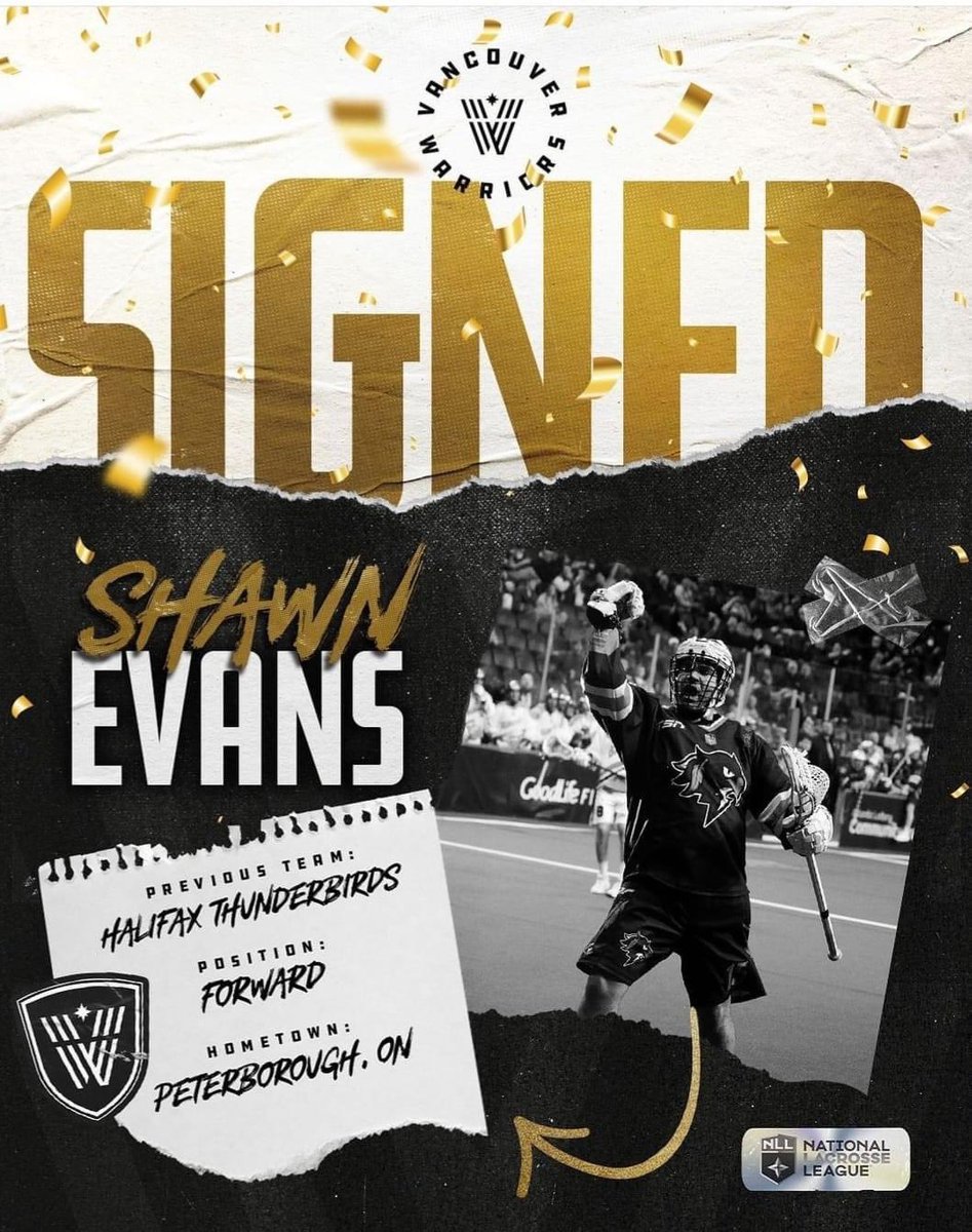 ScottArnold12's tweet photo. The biggest @NLL free agent has been signed; Peterborough’s Shawn Evans has inked a deal with @nllwarriors https://t.co/pRFoGSF73y