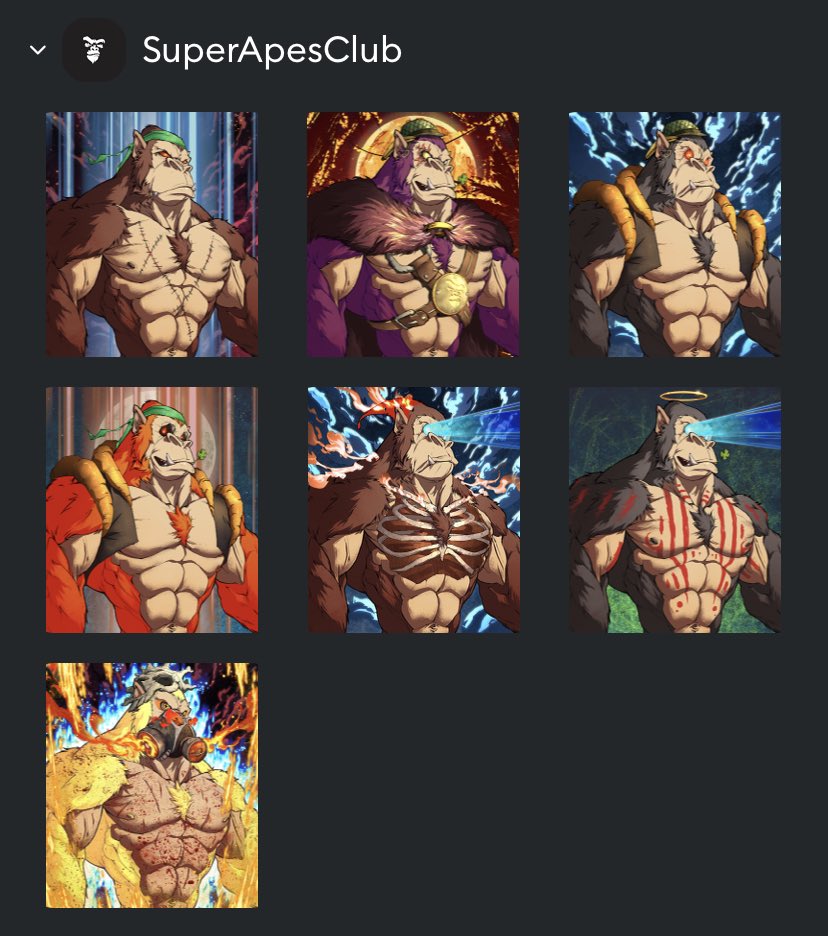 Artlou4's tweet photo. @SuperApesClub I CAN’T JUST PICK ONE ALL OF MINE FYE🔥🦍👀 #SupApeRaid #Eth https://t.co/AirBztvNRT