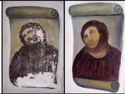 ThinkSpain's tweet photo. NEWS: Fresco frenzy, a decade on: How a botched painting became a town's greatest asset https://t.co/3iFPXepNkf #news #spain #thinkSPAIN https://t.co/0bCfCKhAyZ