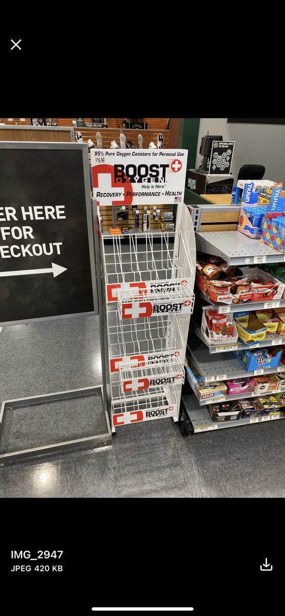 PinstripesMedia's tweet photo. If you see any Boost display looking like this, it means 2 things:
1. sports oxygen clearly supports ‘performance, recovery & results’
2. the store manager needs to know you want a Boost! #ordermore
#sportsoxygen
#performancerecoveryresults https://t.co/b3b9hKZibc