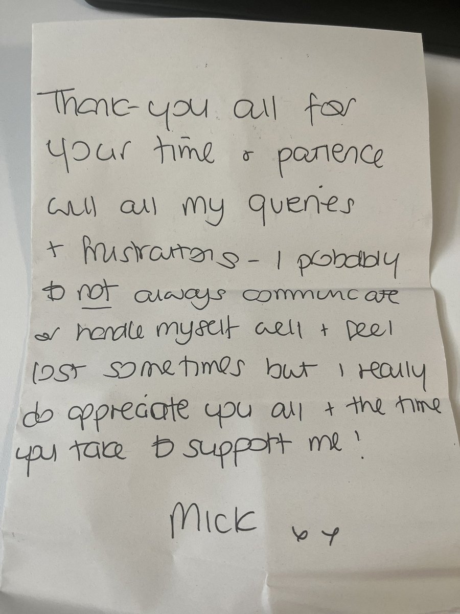 When the smallest hand written note means the world! The ability for it to reaffirm that you are doing a good job and your efforts don’t go unnoticed! #OT #MDT #gratitude #AHP #cwpt