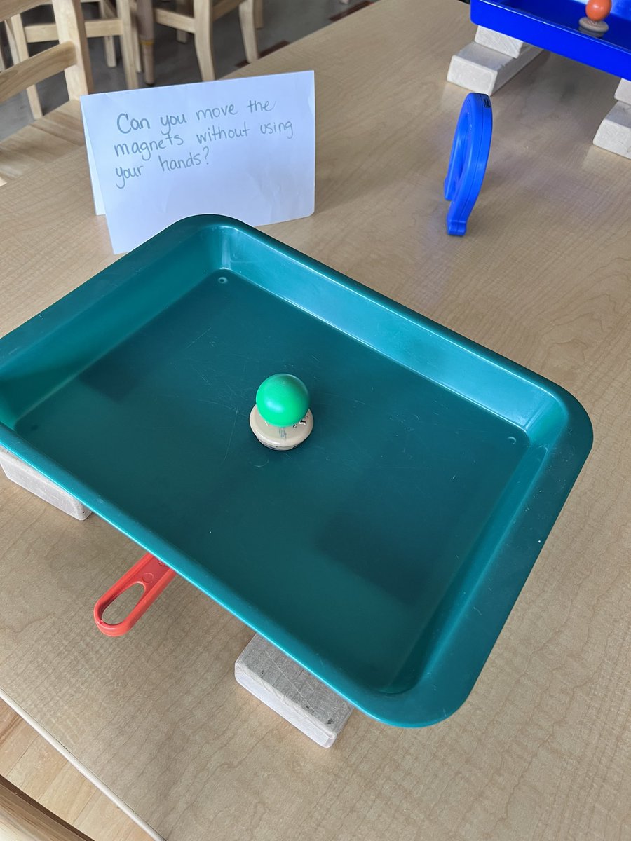 The children <a href="/Oldfield_Osprey/">Oldfield Elementary</a> #nspreprimary have been exploring what happens when you try to stick 2 magnets together. Tomorrow we will see if we can move them without using our hands! #science #play2learn #provocation #magnets #discoveryandinvention <a href="/HRCE_NS/">Halifax Regional Centre for Education</a> @msbrenpp