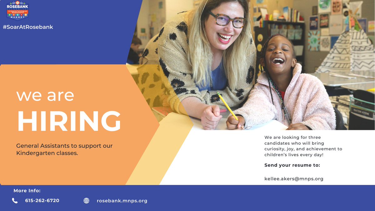 We are GROWING and SOARING at Rosebank!
We are looking for three candidates who will bring curiosity and joy to children’s daily lives.  
If you would love to be a part of the Rosebank family, please submit your resume.
