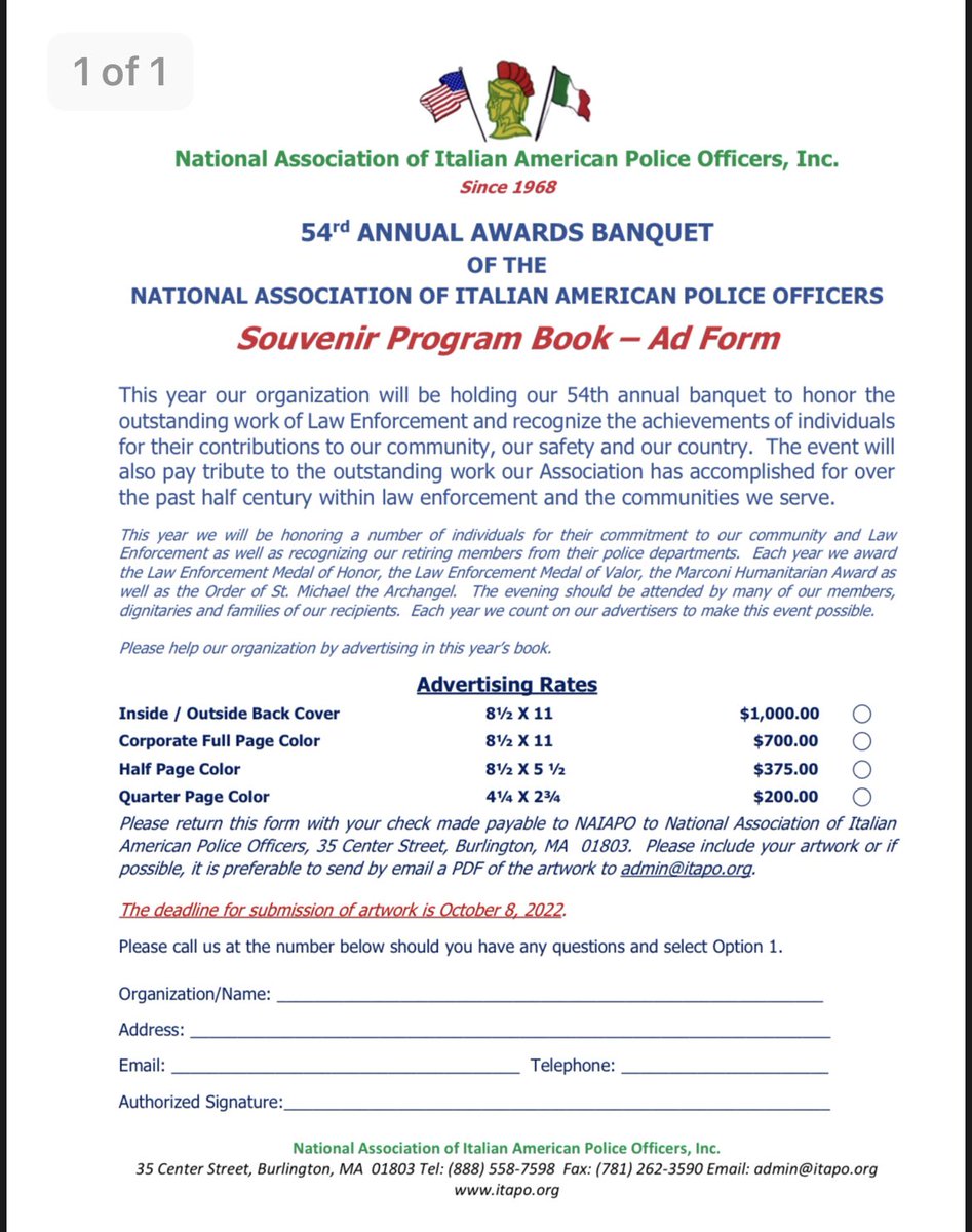 ma_itapo's tweet photo. Come join us Saturday 10/22/22 6 pm for the annual Italian American Police Officers Annual Dinner &amp; Award Ceremony. Great friendship, great food, &amp; great fun.  This years guest speaker is Kathleen O’Toole @MAPOLICECHIEFS @MajorCityChief @MassPoliceAssoc  @MAWLE1 @MSPTroopers https://t.co/mjea8hVQUG