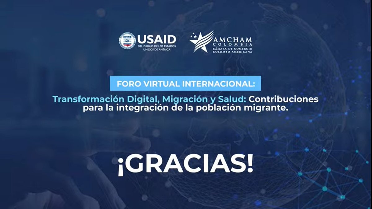 AmChamCol's tweet photo. Agradecemos a todos los participantes y expertos que participaron en este foro internacional sobre #SaludEnMigrantes en🇨🇴. Un evento realizado con el apoyo de @USAID_Colombia
@MinSaludCol; @DANE_Colombia; @FundKeralty; @acemi_gremio; @CiscoLatam; @MiQSitjar; @dimagi; @UNICEFperu https://t.co/TGGIpBkS1b