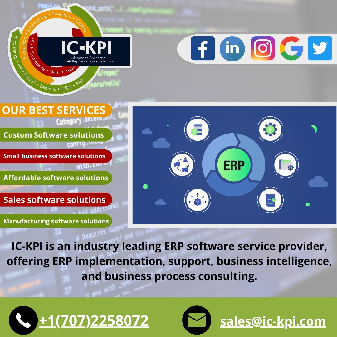 ic_kpi's tweet photo. #ERPSoftwareSolutions #BestERPSoftware #Business #BestERPSoftware #ERPSoftwareProviders #ERP #ERPProducts #BestManufacturingERP #BestManufacturingERP #ERPSoftwareCompanies
.
For More Details:-
.
IC-KPI
.
tel:+1(707)2258072
.
https://t.co/IPqYqVM4Fx https://t.co/2opTPxAuW4