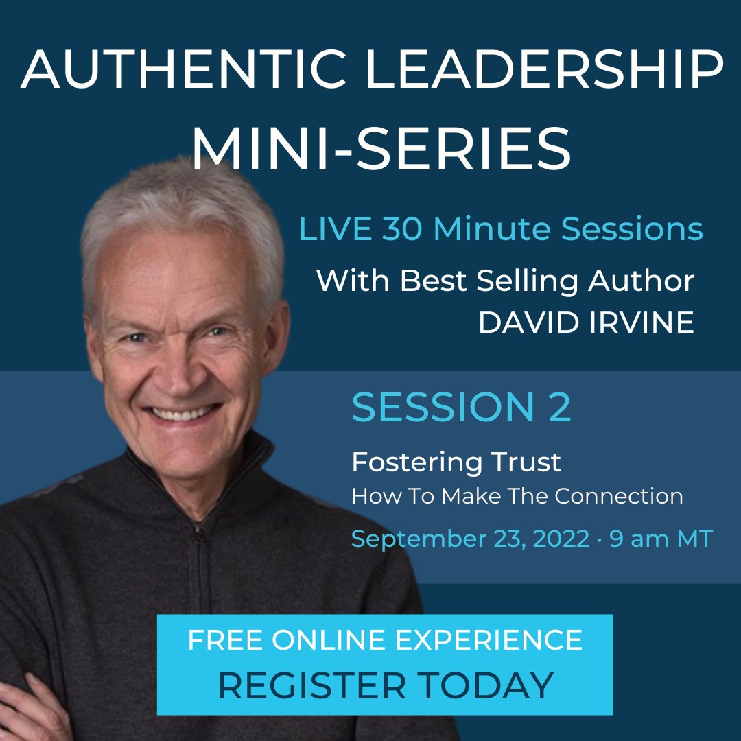 Have you signed up for our Mini-Series Yet?

This week we will be talking about fostering trust and making connections.

You can sign up here davidirvine.com/the-authentic-…

Share an invite with a friend or colleague.
Leadership is a lonely journey, but it cannot be done alone.