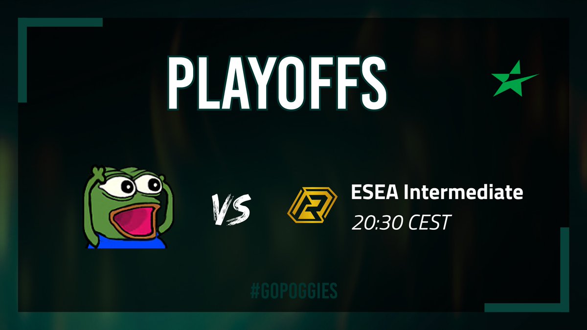 Today is playoff day! Playing our first round against <a href="/rejectsgaming_/">Rejects Gaming</a> in 20 minutes #GOPOGGIES

📅 20:30 CEST
📺 twitch.tv/real_evin