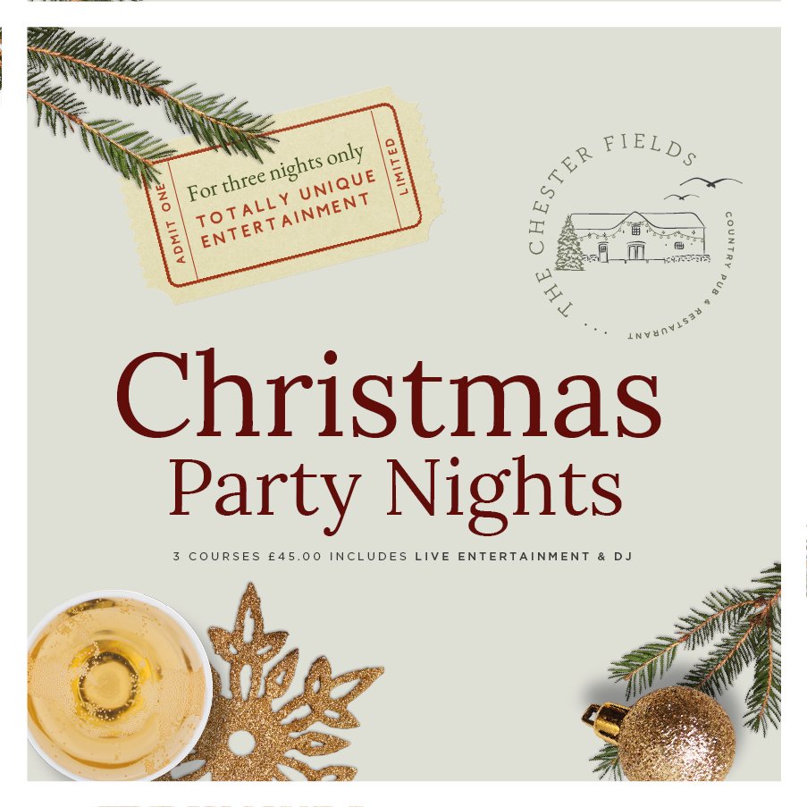Tasked with organising your office’s Christmas work do? 😬 Let us take the hassle out of it with some fab food and some top notch top secret 👀 entertainment on our special Christmas party nights. 

Hurry hurry – dates are going fast! 👉 thechesterfields.co.uk/cheshire-count…