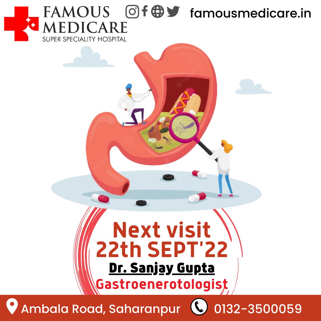 FamousMedicare's tweet photo. Dr. SANJAY GUPTA is a well-experienced consultant Gastroenterologist &amp; Liver specialist associated with FAMOUS MEDICARE, Ambala Road, Saharanpur. The Doctor and Team offers you the world's best class medical care &amp; guidance, always putting their patients first. 

#famousmedicare https://t.co/vOixcnyXSG