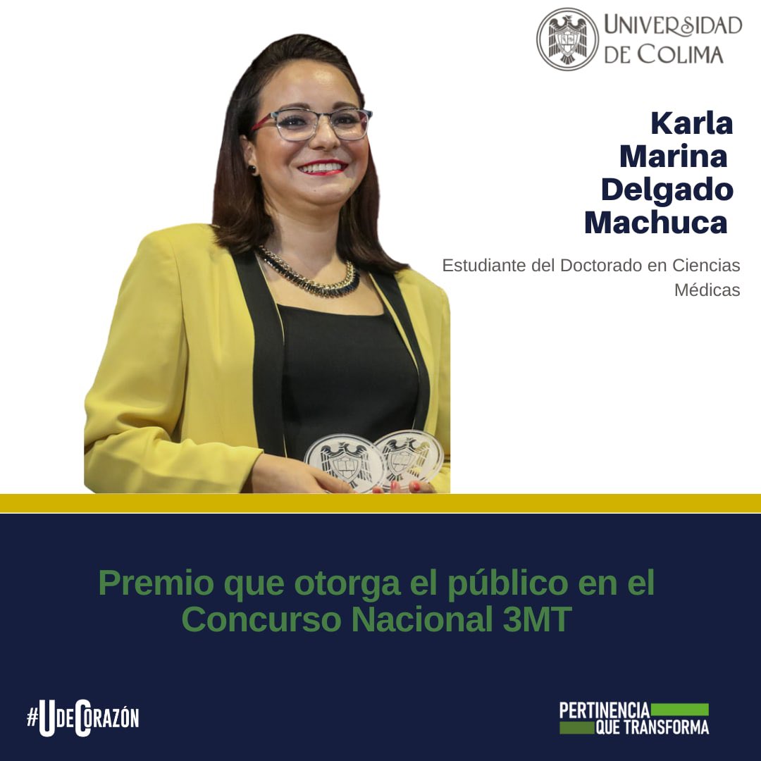 udec_oficial's tweet photo. Nos enorgullece la brillante participación de Karla Marina Delgado, quien obtuvo el Premio que otorga el público en el Concurso Nacional 3MT.

#TalentoUdeC https://t.co/GYc02NNJrh